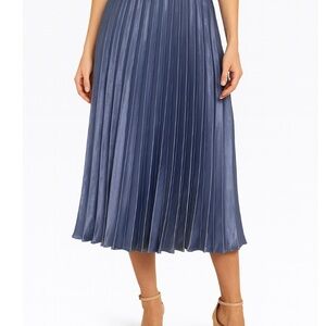 Missguided Blue Satin Pleated Midi Skirt Size 10 EUC
